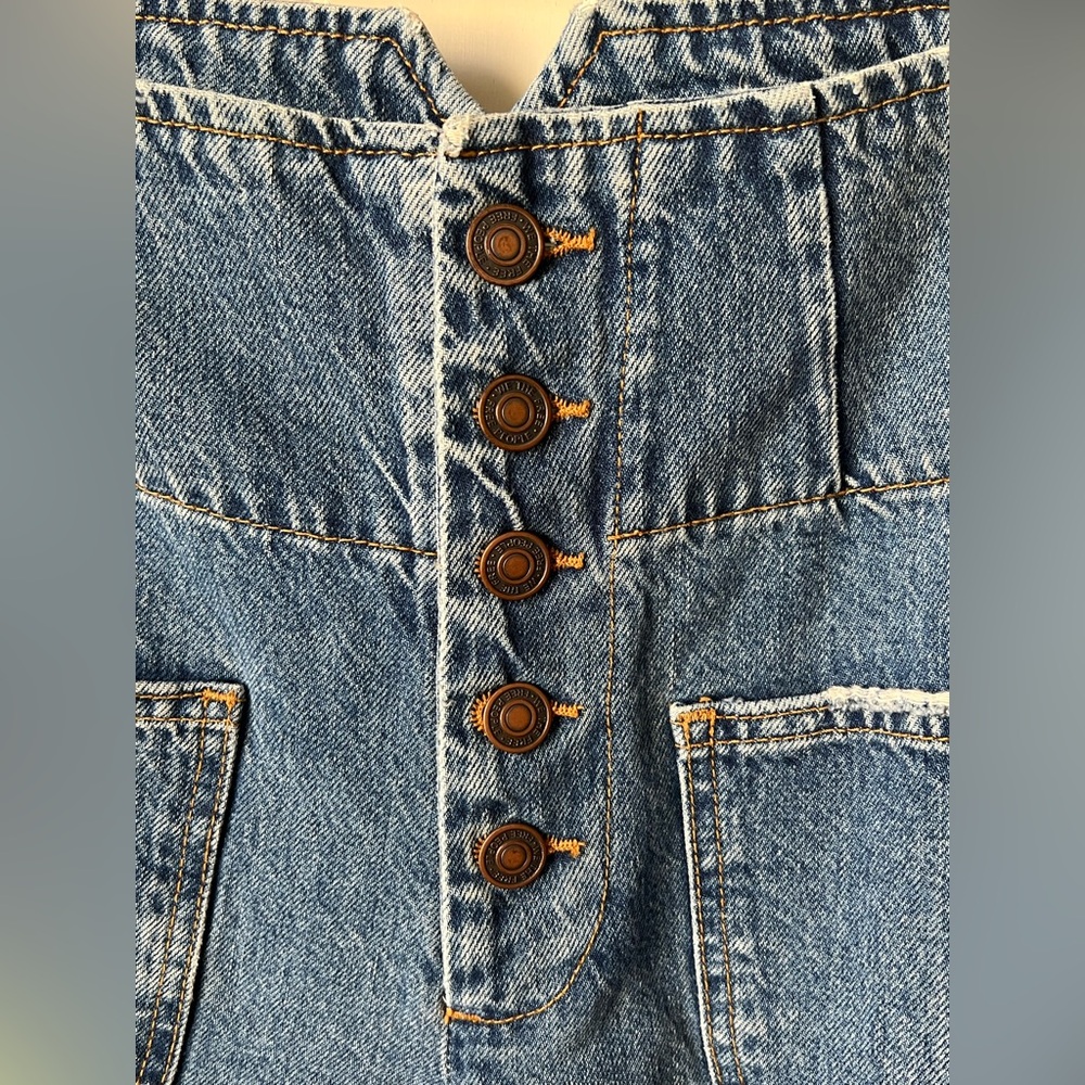 Free People Wide Leg High Rise Button Fly Jeans Size 27 Sailor Style Denim - Picture 4 of 14